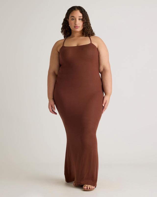 Tencel Rib Knit Maxi Slip Dress - Plus Size Product Image