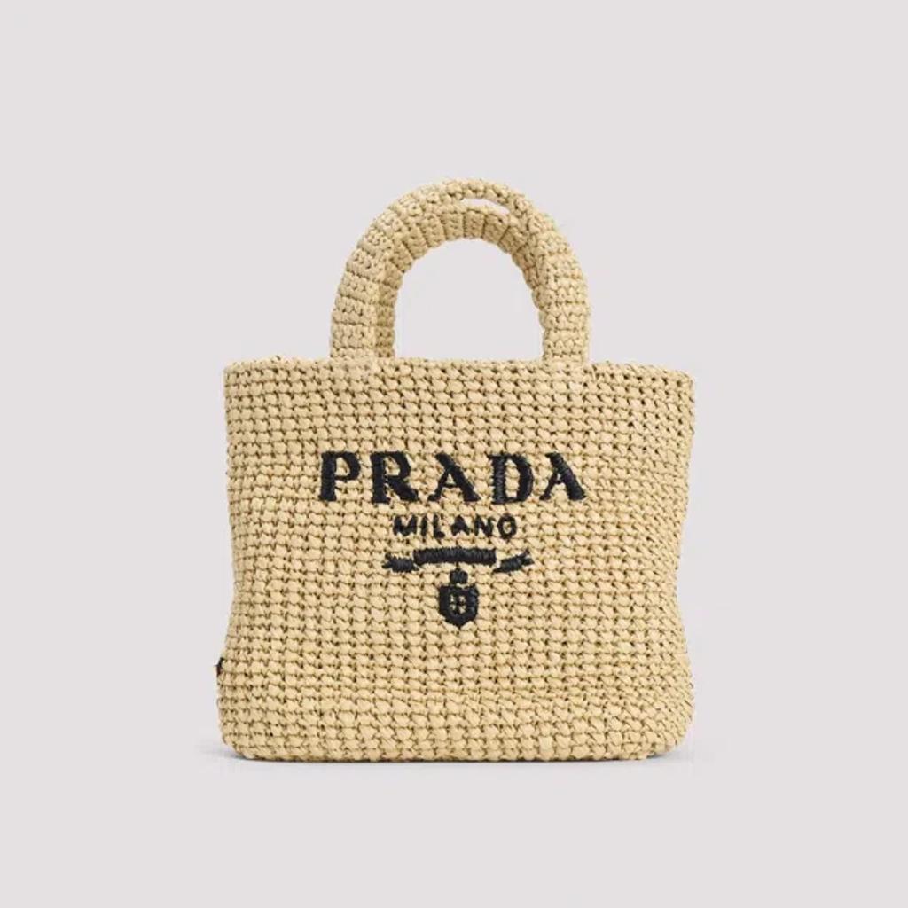 PRADA Small Crochet Tote Bag In Beige Product Image