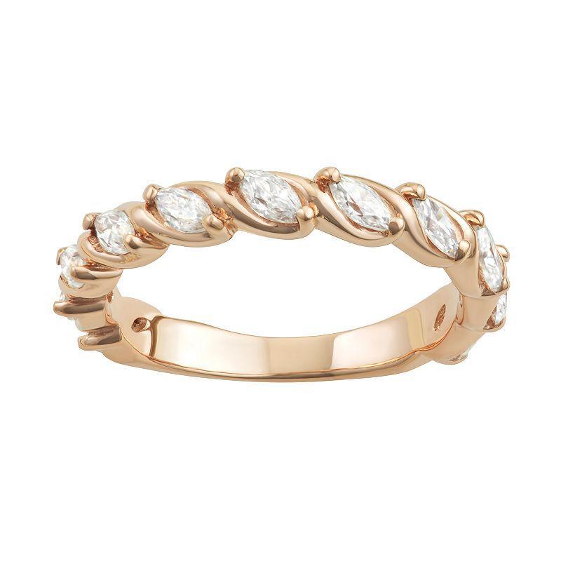 Charles & Colvard 14k Gold 3/4 Carat T.W. Lab-Created Moissanite Marquise Twisted Band, Womens Pink Product Image