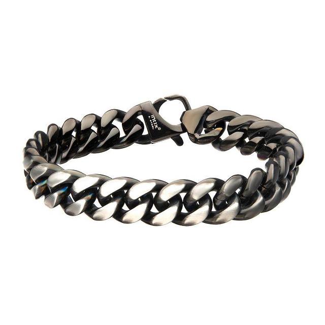 Mens Stainless Steel Reversible Curb Chain Bracelet Silver Product Image