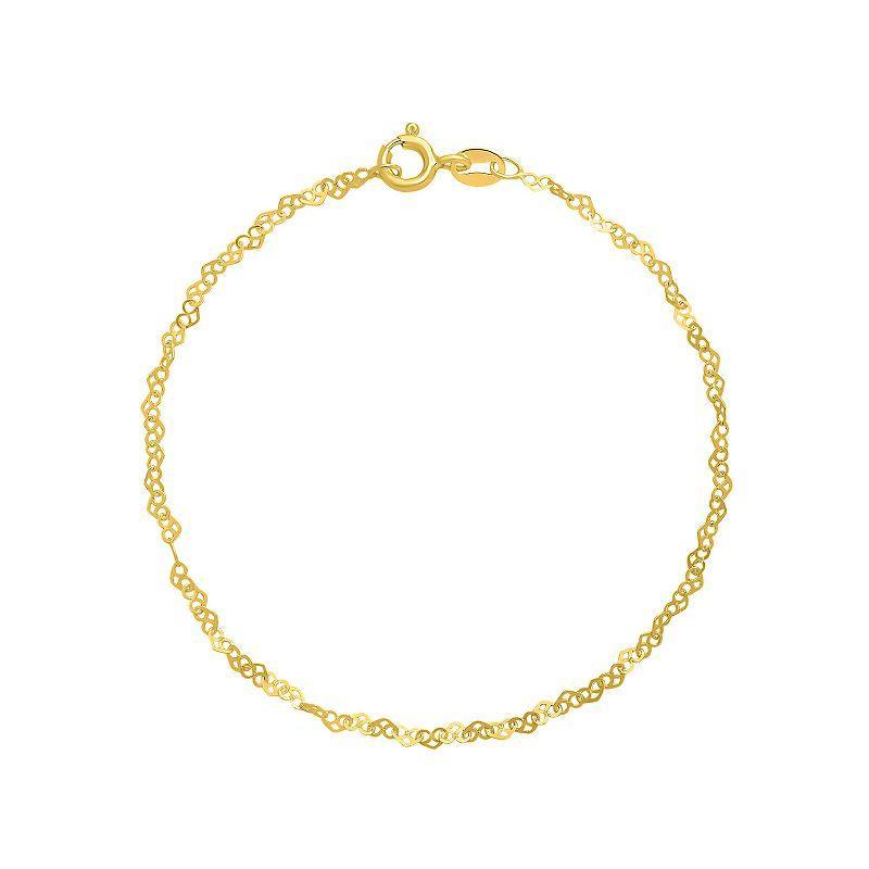 PRIMROSE Sterling Silver Heart Link Bracelet, Womens Yellow Gold Tone Product Image