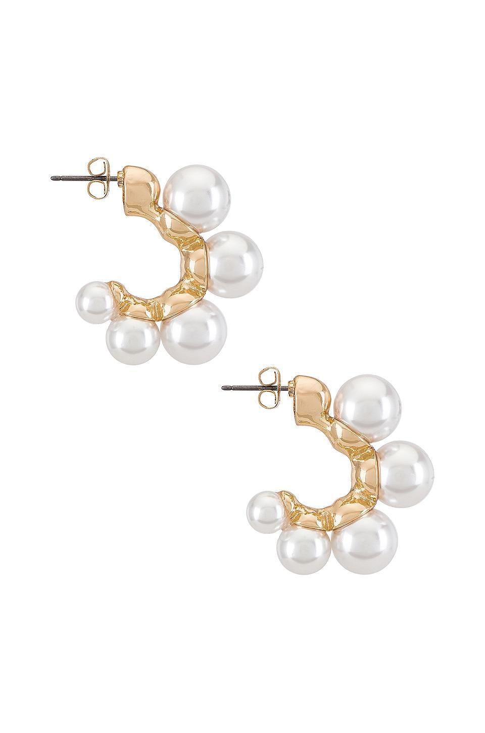 Large Pearl Mini Hoops Ettika Product Image