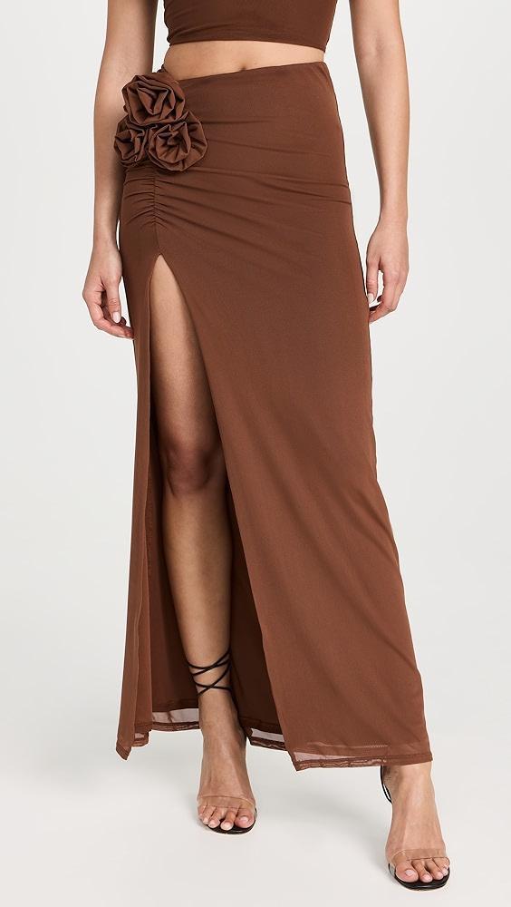 AFRM Kelce Maxi Length Skirt with Rosette Detail | Shopbop Product Image