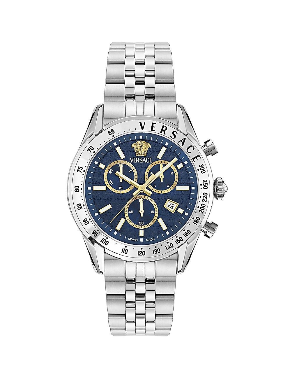 Versace Mens Swiss Chronograph Stainless Steel Bracelet Watch 44mm Product Image