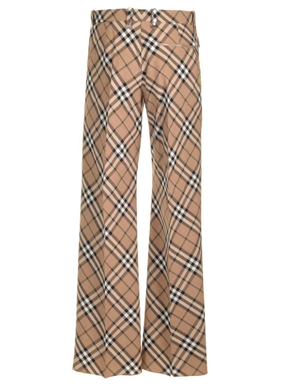 BURBERRY Wool Blend Trousers In Beige Product Image