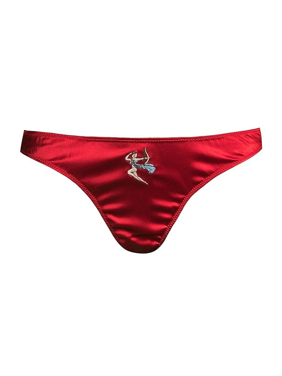 Womens Zodiac Embroidery Thong Product Image