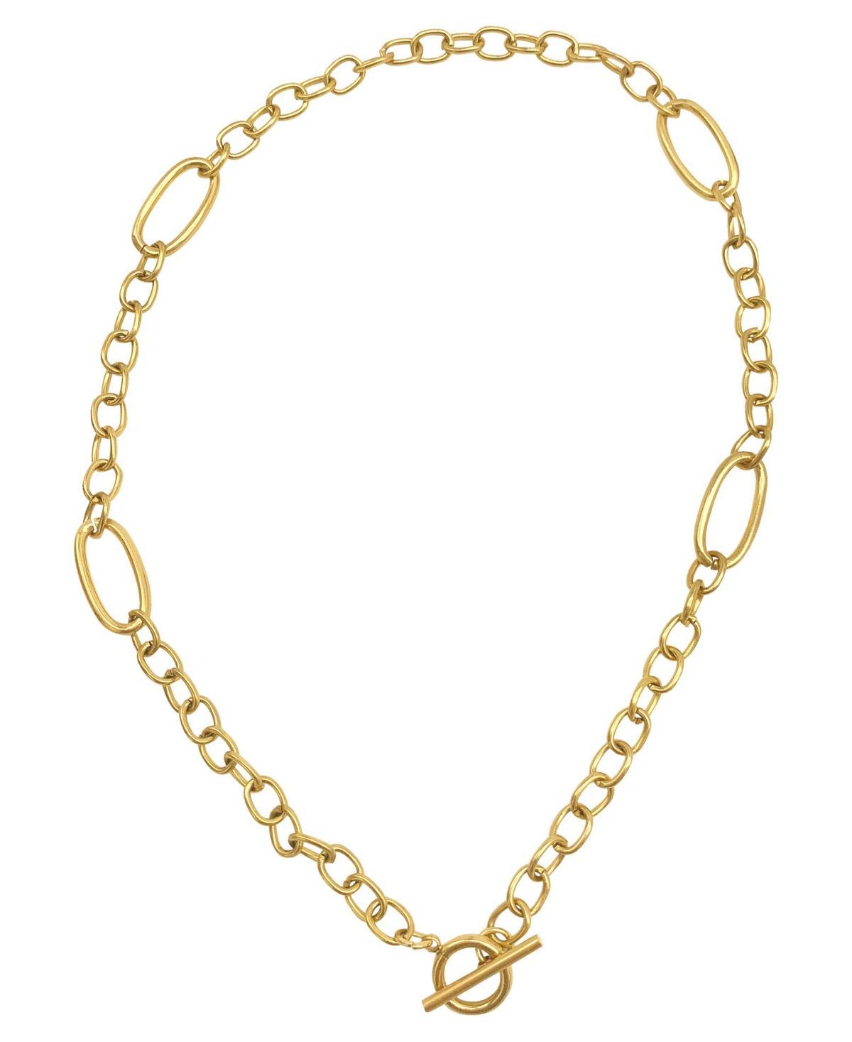 Adornia 14k Gold Plated Stainless Steel Mixed Link Toggle Necklace, Womens Yellow Product Image