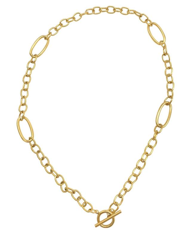 Adornia 14k Gold Plated Stainless Steel Mixed Link Toggle Necklace, Womens Yellow Product Image