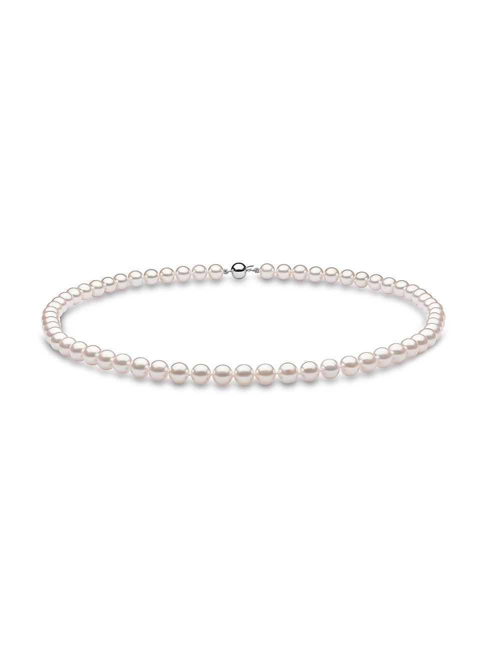 Womens 14K White Gold & 6.5 MM Akoya Pearl Necklace Product Image