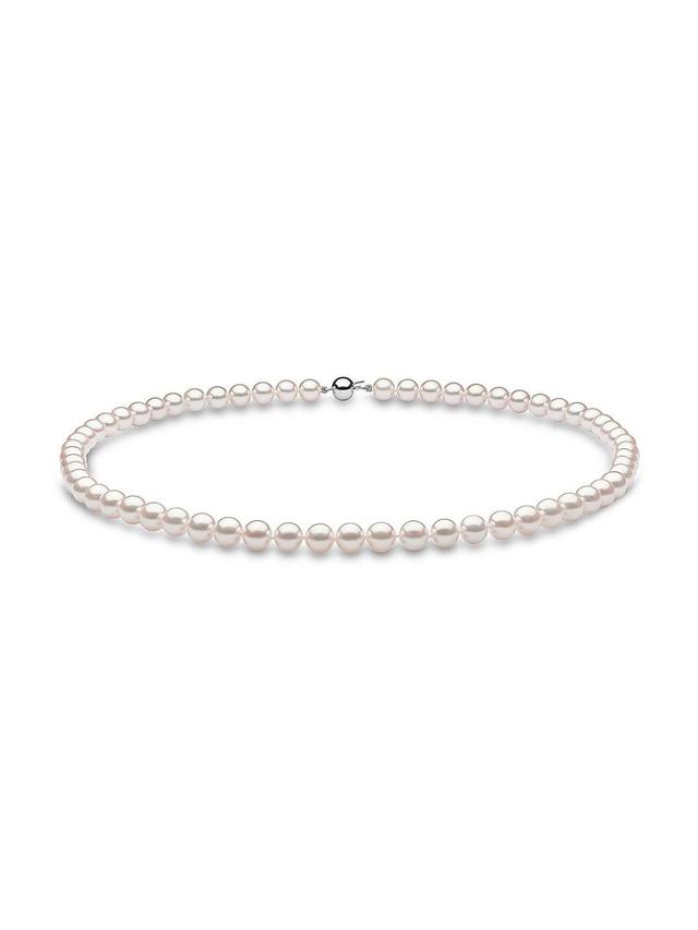 Womens 14K White Gold & 6.5 MM Akoya Pearl Necklace Product Image