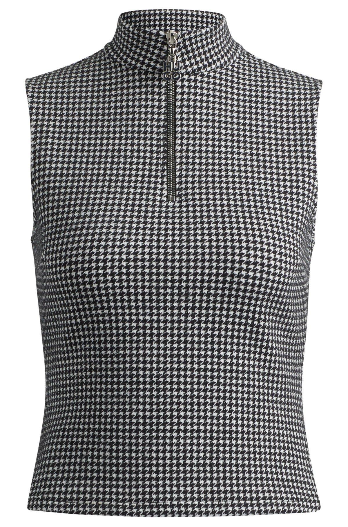 Top in houndstooth jacquard with zip closure Product Image