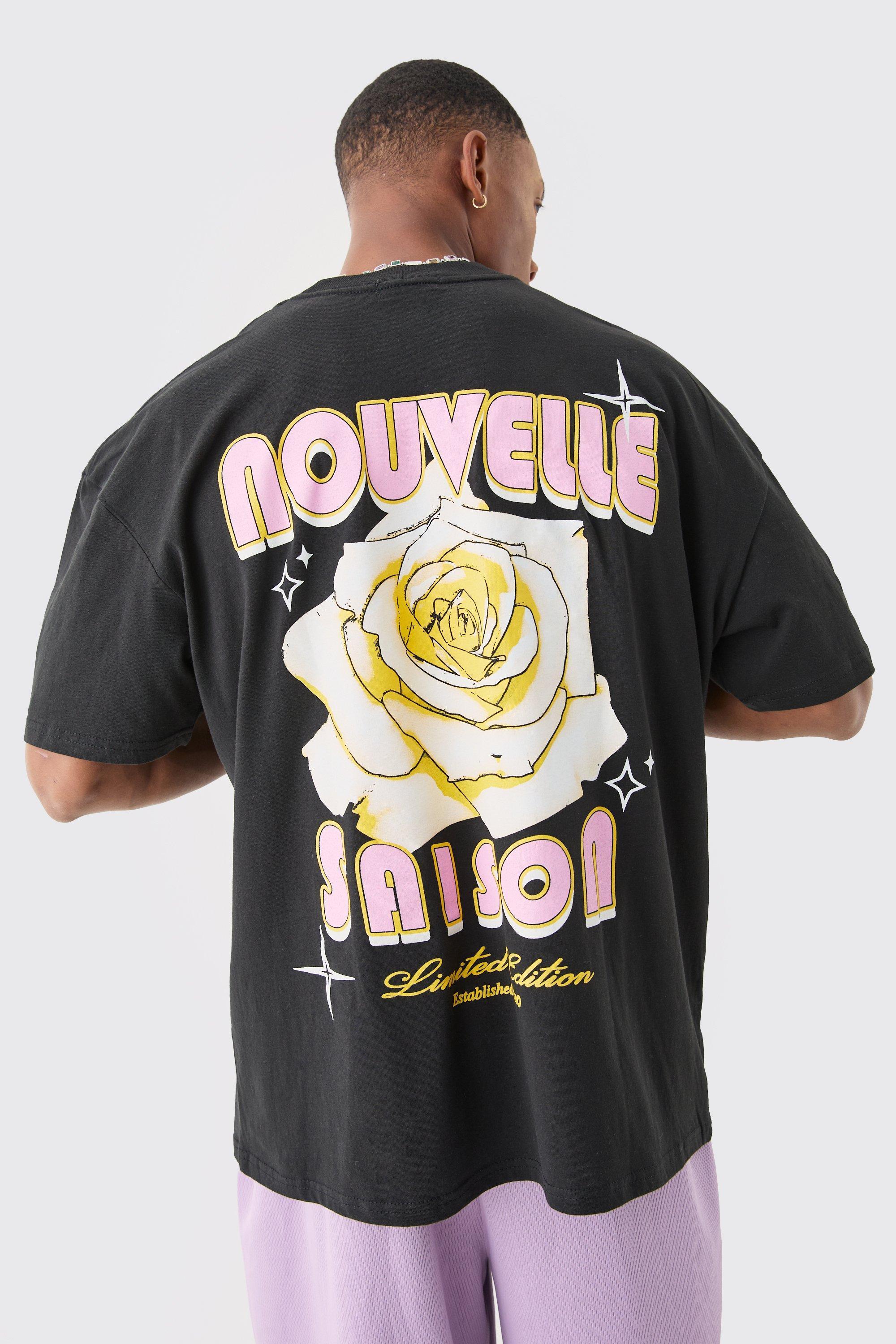 Oversized Nouvelle Floral Back Print T-shirt | boohooMAN USA Product Image