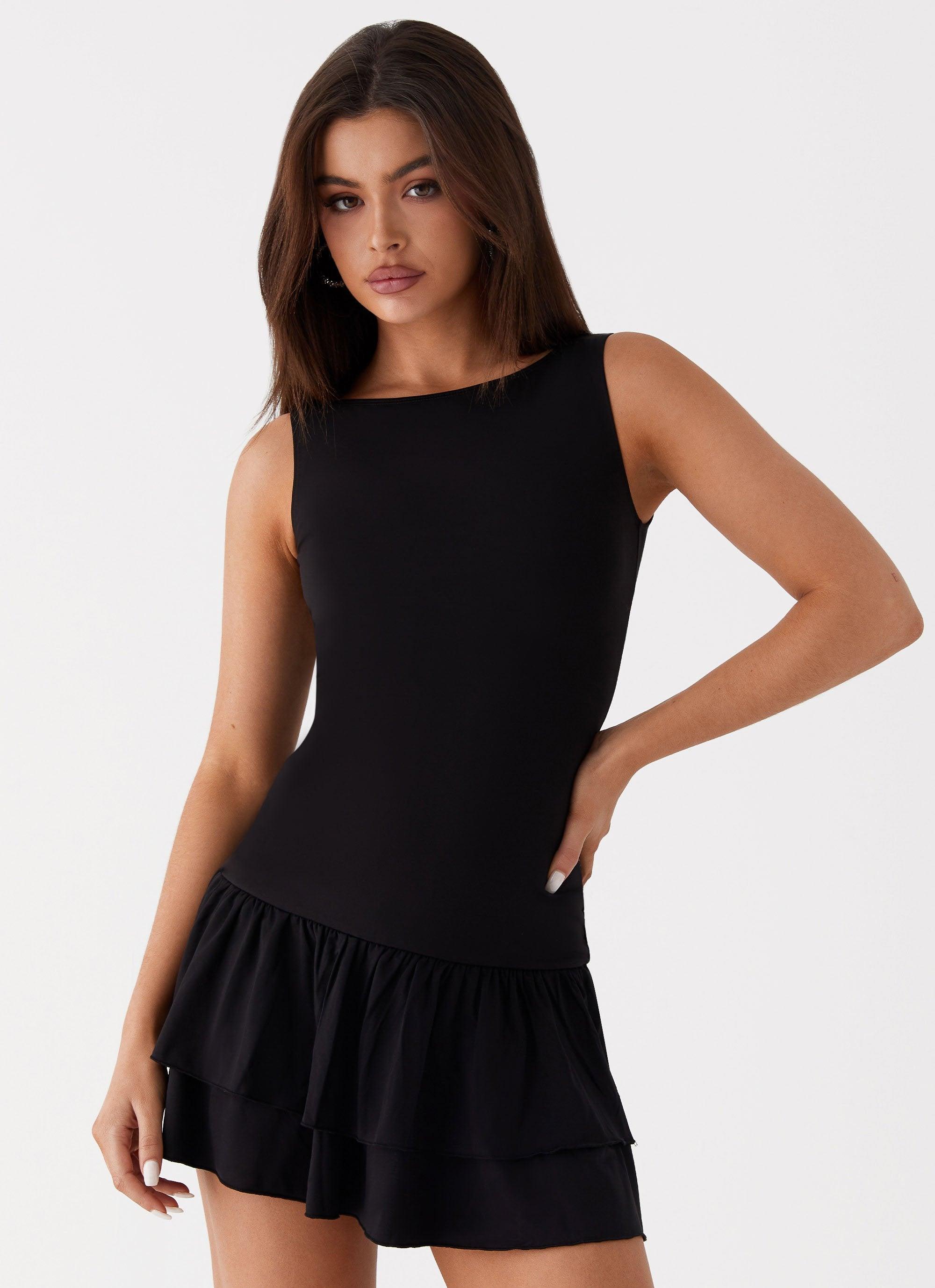 Rhiannon Frill Mini Dress - Black Product Image