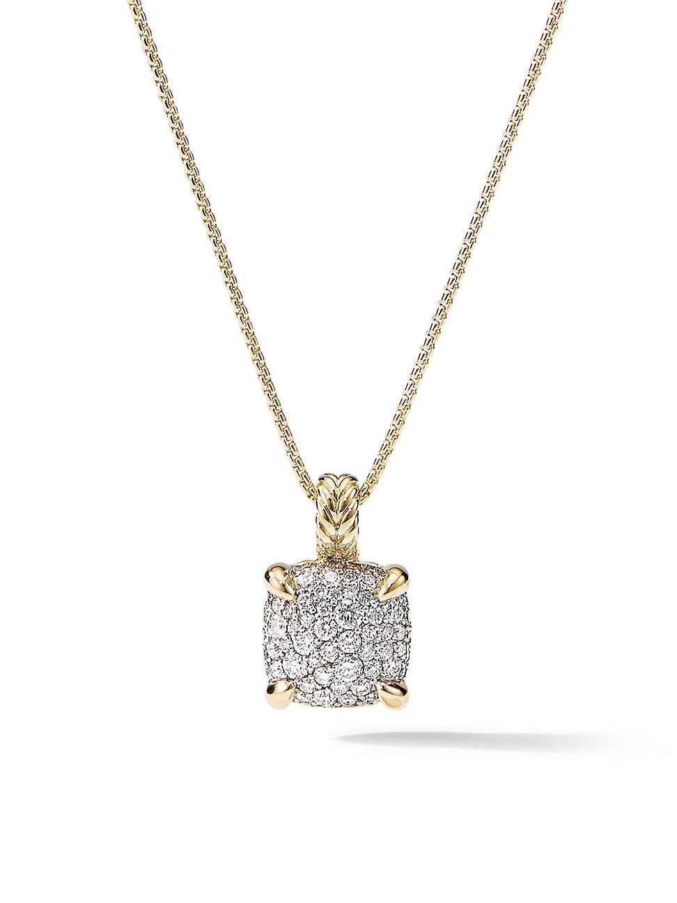 Womens Chatelaine Pendant Necklace in 18K Yellow Gold with Pav Diamonds Product Image