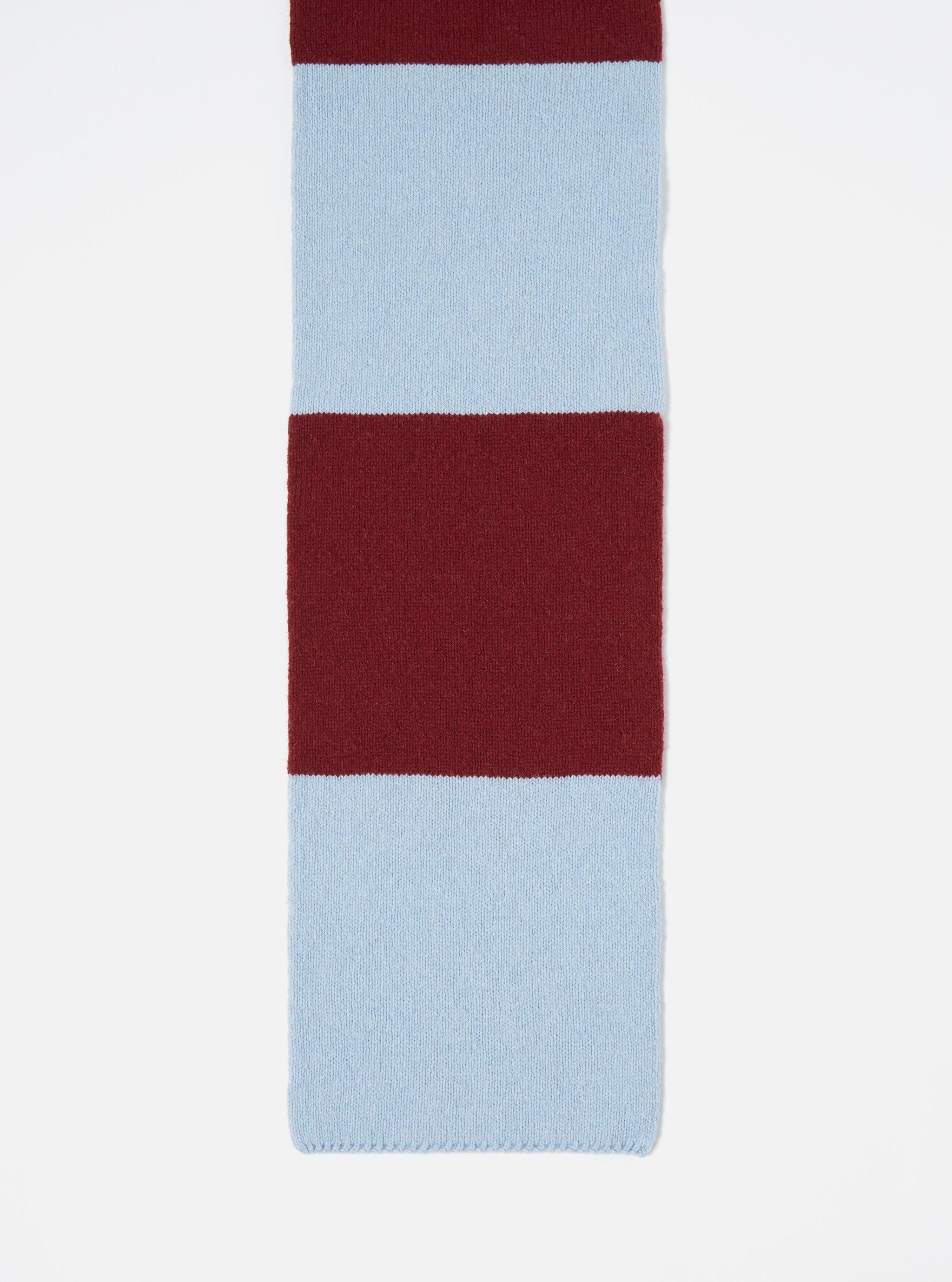 Universal Works Deluxe Football Scarf in Sky/Claret Soft Wool Product Image