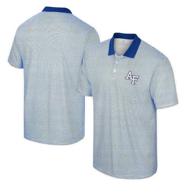 Mens Colosseum White/Royal Air Force Falcons Print Stripe Polo Product Image