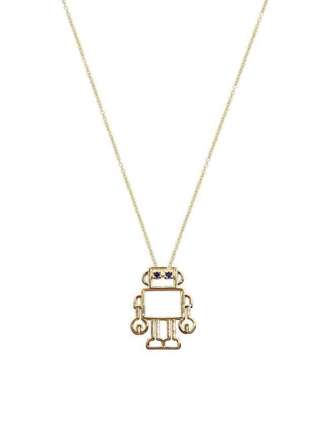 Womens Pura Goldtone & Blue Sapphire Robot Pendant Necklace Product Image