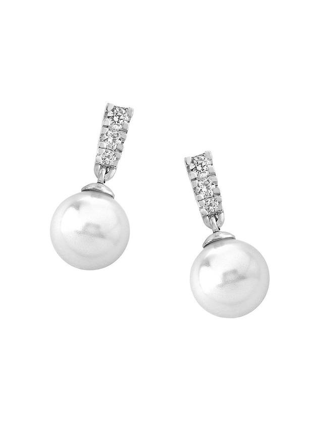 Womens Lilit Rhodium-Plate, Crystal & Faux Pearl Short Drop Earrings Product Image