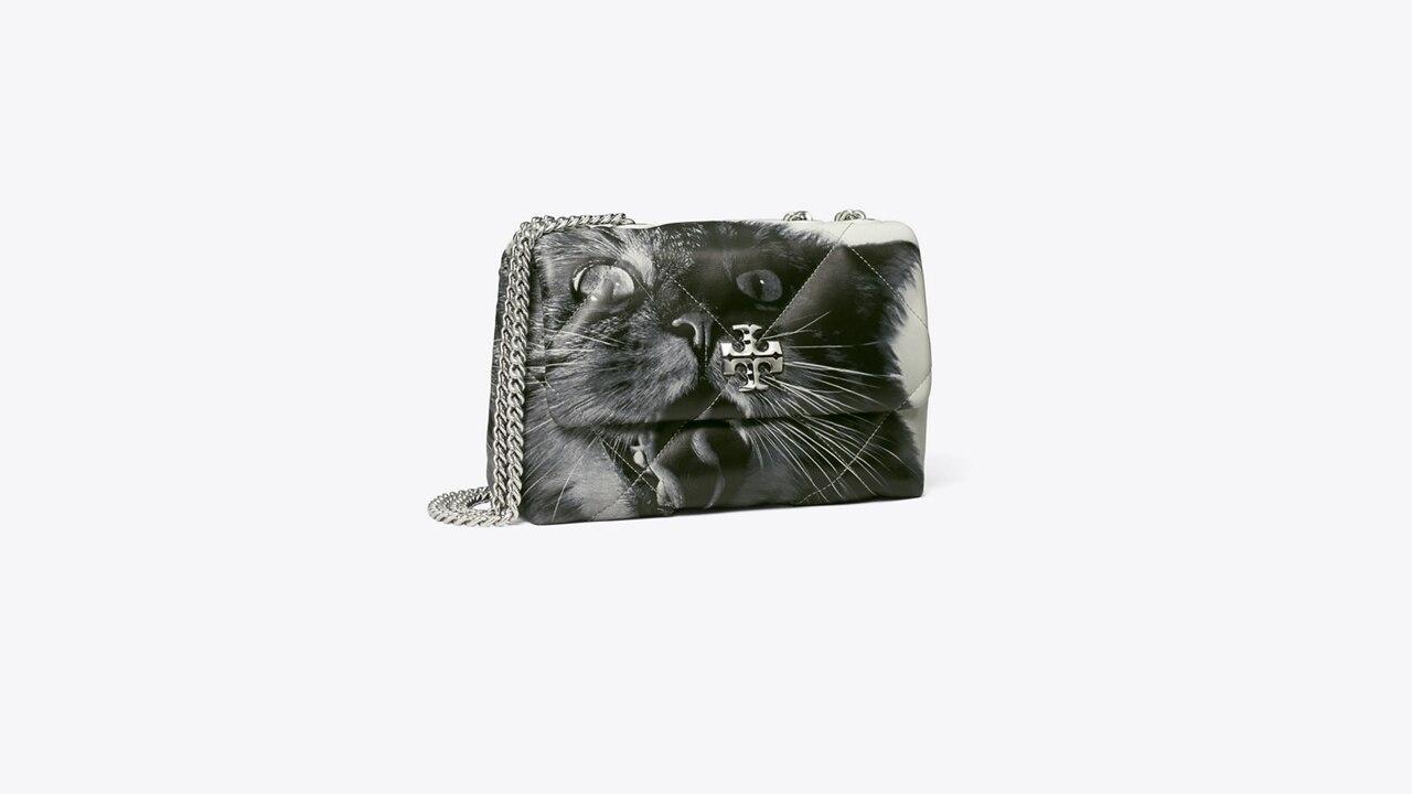 Small Kira Diamond Quilt Cat Print Convertible Shoulder Bag Product Image