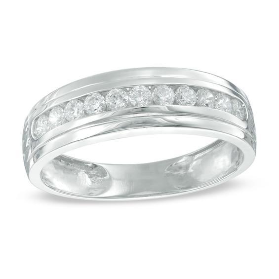 Men's 1/2 CT. T.w. Diamond Wedding Band in 10K White Gold Product Image