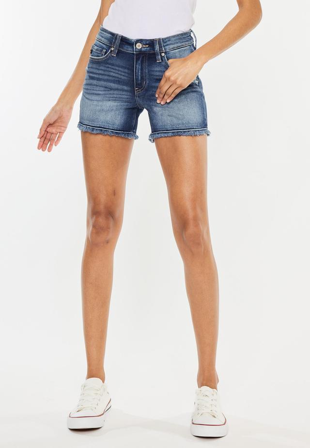 Kancan Kancan Womens Mid Rise Released Frayed Hem 4In Shorts Blue Size 23 - Maurices Product Image