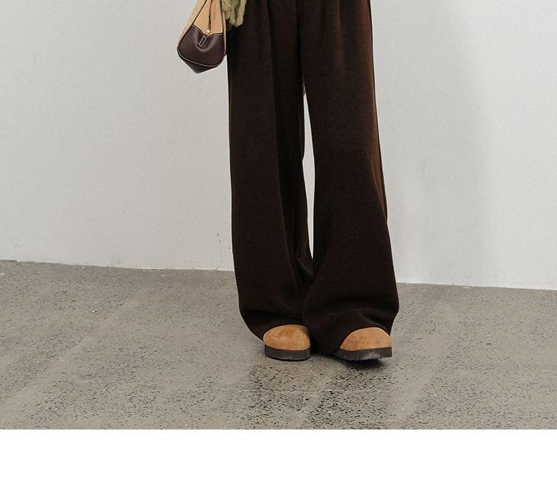 Drawstring Waist Plain Wide Leg Pants Product Image