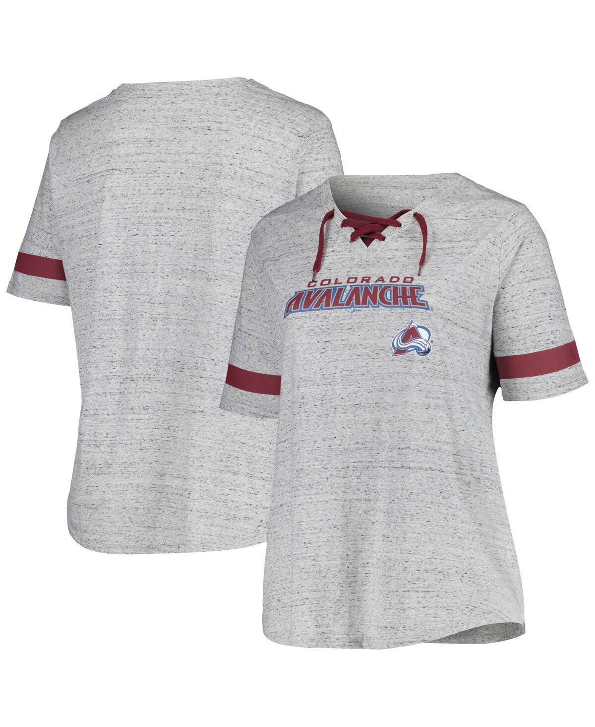 Womens Fanatics Branded Heather Gray Colorado Avalanche Plus Size Lace-Up T-Shirt Product Image