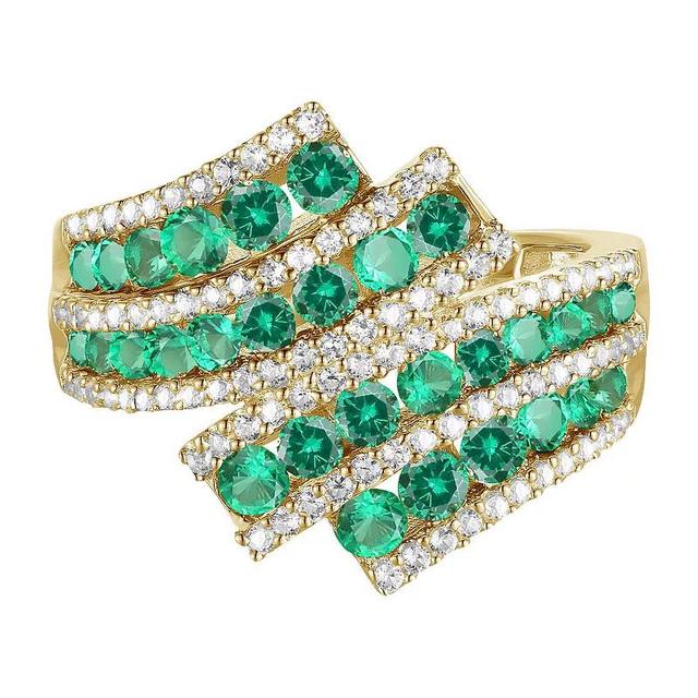 14k Gold Over Sliver Lab-Created Emerald & Lab-Created White Sapphire Ring, Womens Gold Tone Product Image