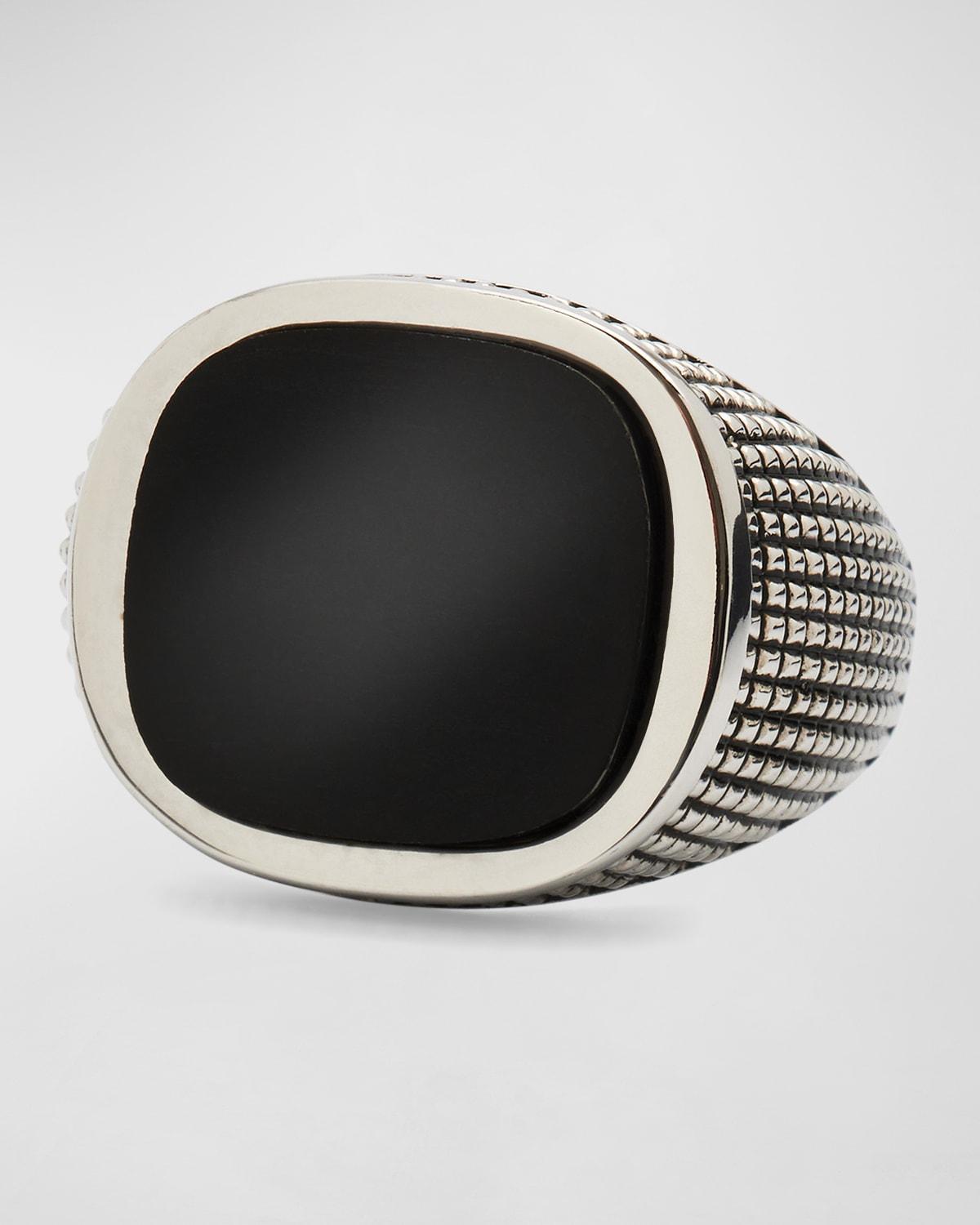 Mens Black Onyx Sterling Silver Ring Product Image