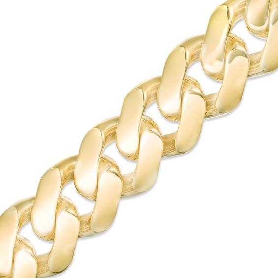 Men's 13.5mm Cuban Curb Chain Bracelet in Hollow 14K Gold - 8.5" Product Image