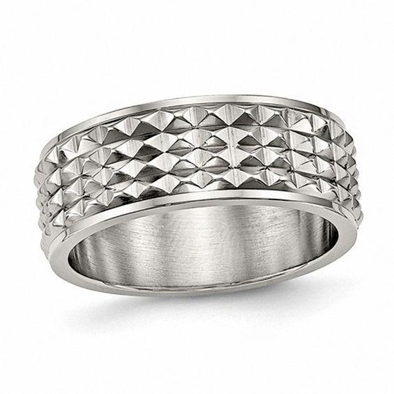 Men's 8.0mm Spiked Multi-Row Band in Stainless Steel Product Image