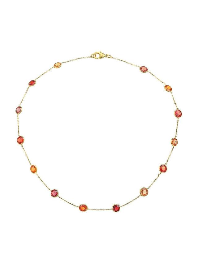 Womens 18K Yellow Gold & Sapphire Necklace Product Image