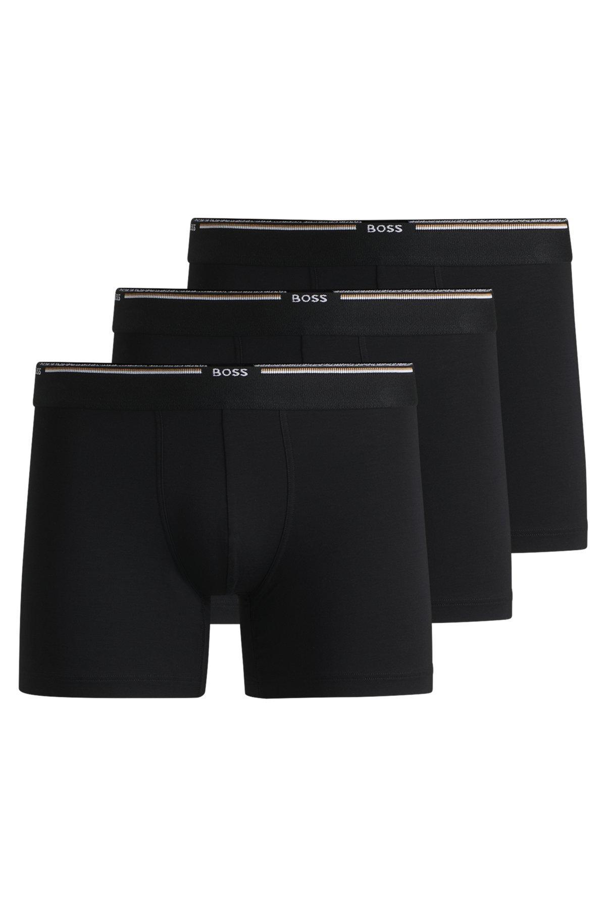 Three-pack of stretch-jersey boxer briefs with logos Product Image