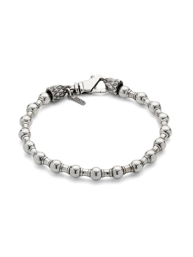 Mens Sterling Silver Bead Bracelet Product Image