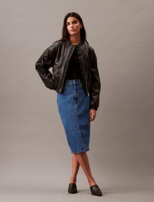 Denim Midi Pencil Skirt Product Image