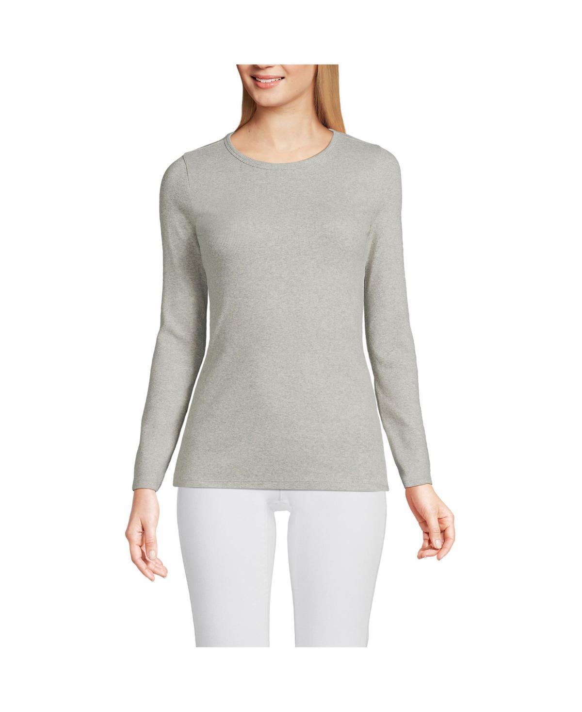 Lands End Womens Long Sleeve Micro Rib T-Shirt Product Image