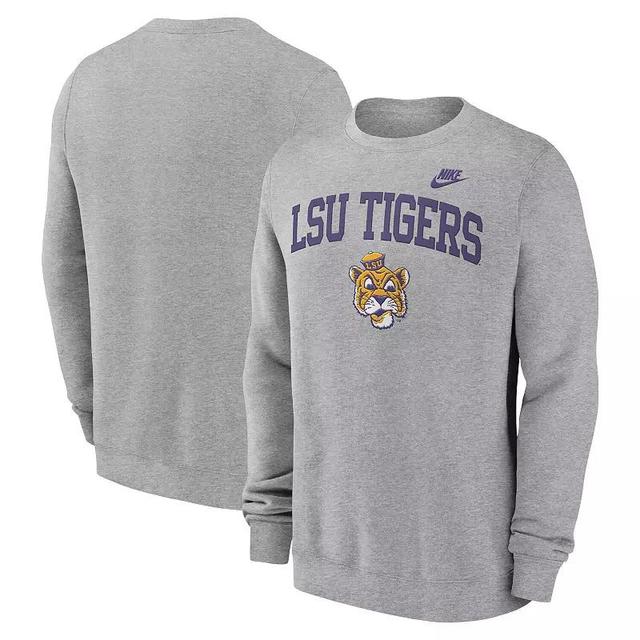 Mens Nike Heather Gray LSU Tigers Legacy Classic Tackle Twill EmbroideredArch Over Logo Pullover Sweatshirt Product Image