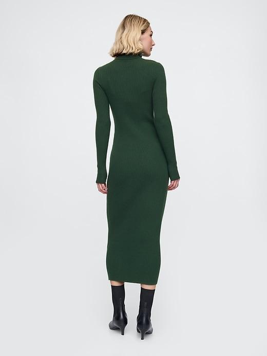 Turtleneck Rib Midi Sweater Dress Product Image