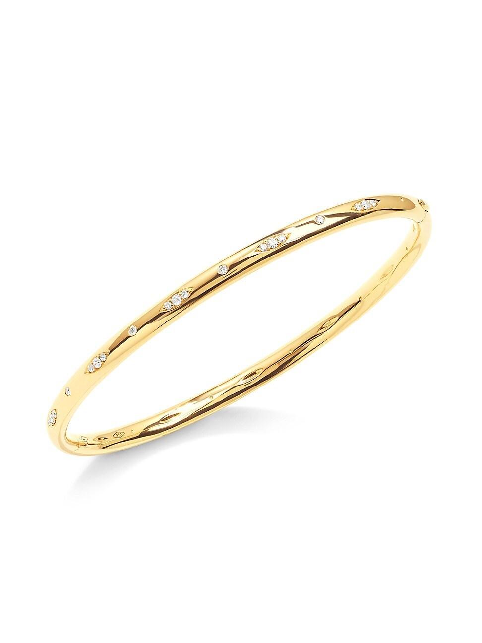 Womens Gypsy 18K Yellow Gold & Diamond Pav Bangle Bracelet Product Image