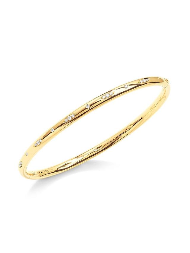 Womens Gypsy 18K Yellow Gold & Diamond Pav Bangle Bracelet Product Image