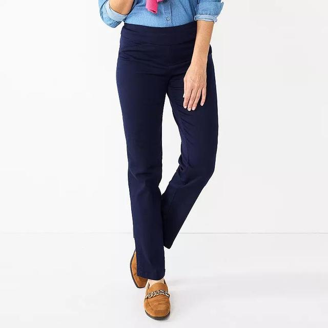 Womens Croft & Barrow Effortless Stretch Pull-On Straight-Leg Pants Genuine Blue Product Image