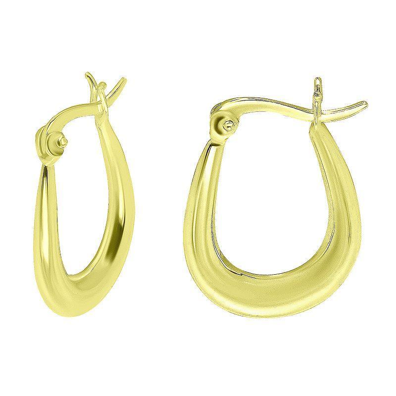 Aleure Precioso Sterling Silver 3 mm x 30 mm Oval Hoop Earrings, Womens Gold Product Image