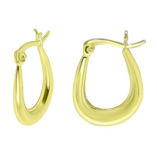 Aleure Precioso Sterling Silver 3 mm x 30 mm Oval Hoop Earrings, Womens Gold Tone Product Image