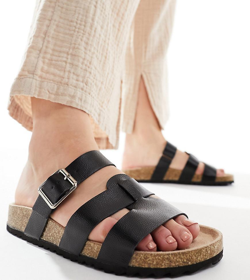 ASOS DESIGN Wide Fit Field mule flat sandals Product Image