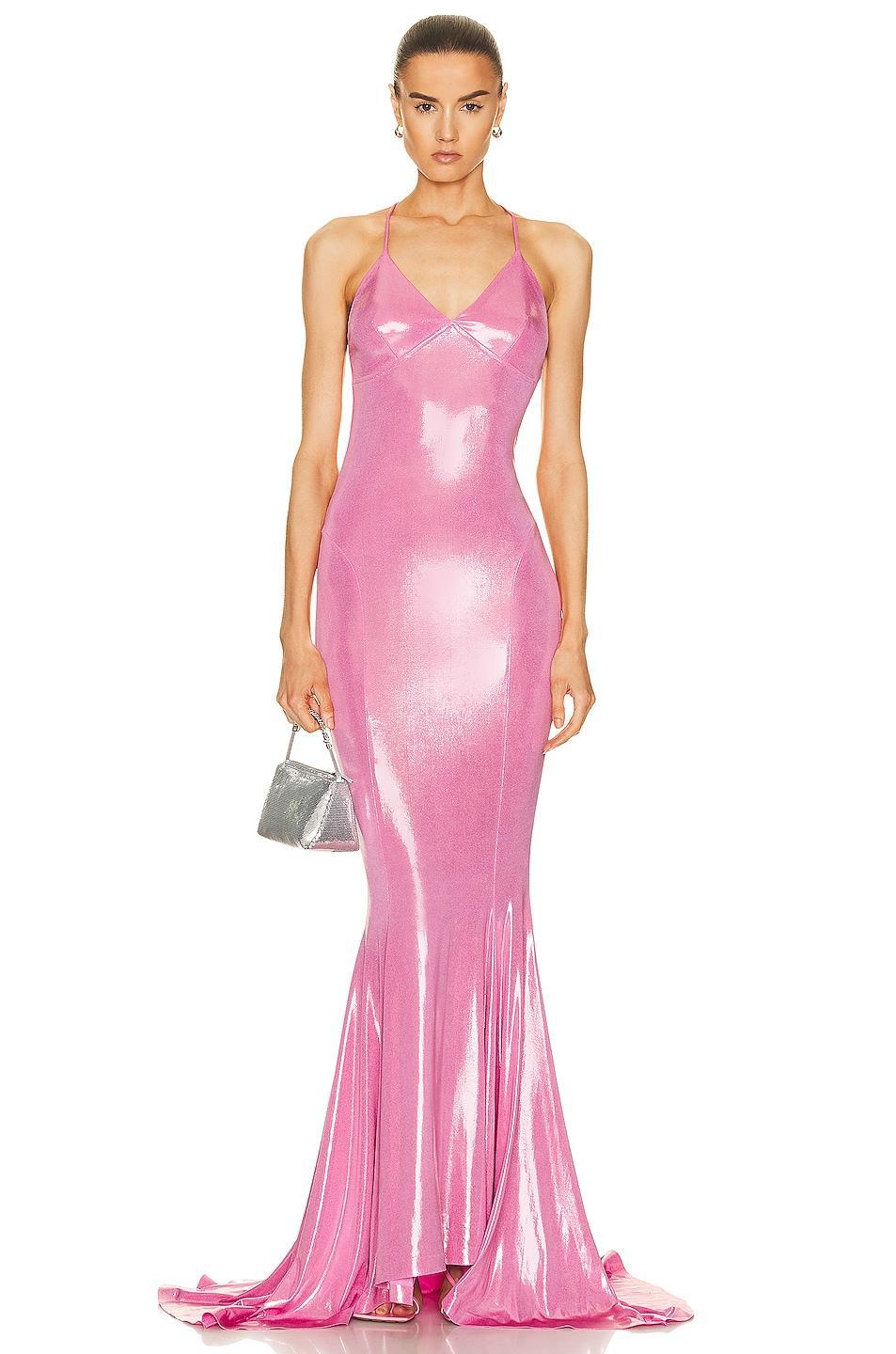 Norma Kamali Mermaid Fishtail Gown in Pink. - size XS (also in L, M, S, XL) Product Image