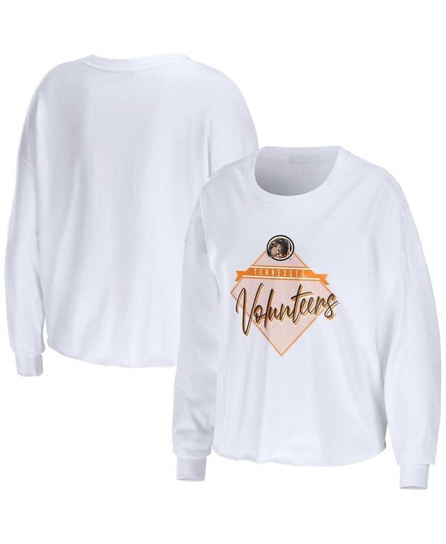 Womens Wear by Erin Andrews White Tennessee Volunteers Diamond Long Sleeve Cropped T-shirt Product Image