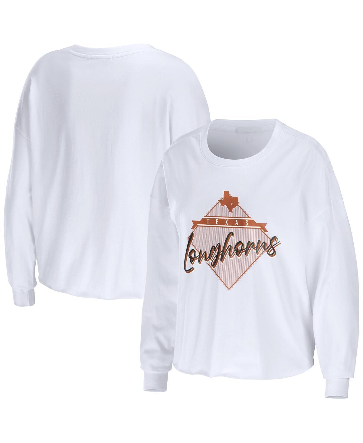 Womens WEAR by Erin Andrews Texas Longhorns Diamond Long Sleeve Cropped T-Shirt Product Image