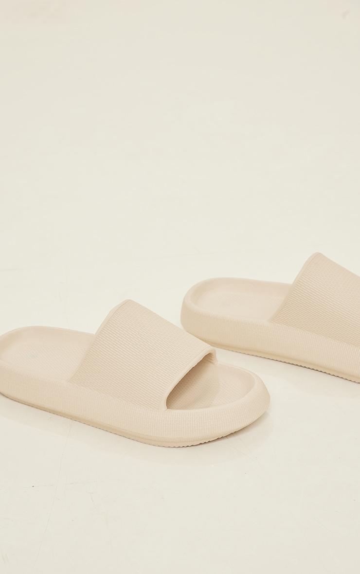 Beige Flatform Sole Rubber Slides Product Image