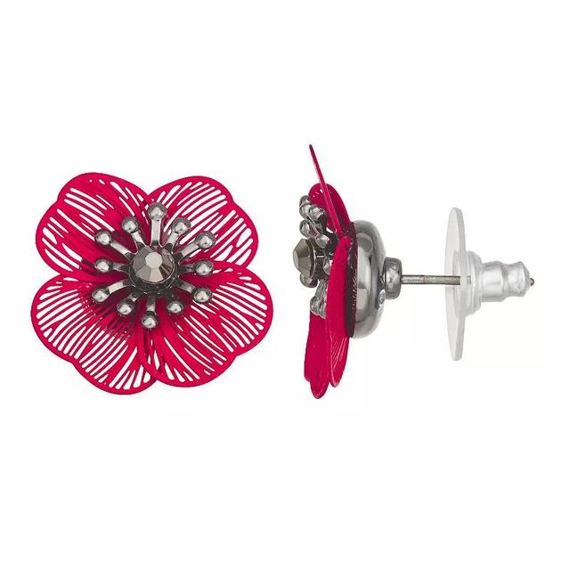 Simply Vera Vera Wang Red Flower Stud Earrings, Womens Product Image