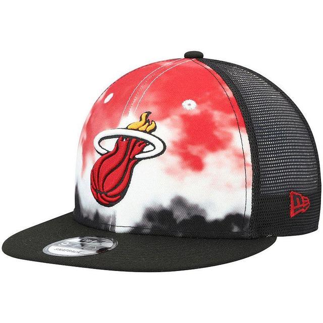 Mens New Era Miami Heat Hazy Trucker 9FIFTY Snapback Hat Product Image